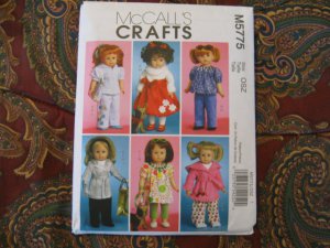 McCall's 5775 AMERICAN GIRL 18" DOLL CLOTHES PATTERN COAT, HOODIE, DRESS, GLOVES, ROBE, PUPPY NEW