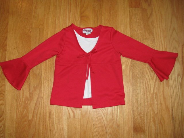 GLAMOUR GIRL SIZE 3T TOP GIRL'S RED & WHITE MOCK LAYER LONG SLEEVE VALENTINES SHIRT