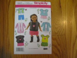 SIMPLICITY 1902 American Girl 18" Doll clothes sewing pattern NEW