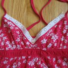 HOLLISTER SIZE ADULT S CAMISOLE TOP FUSCHIA AND WHITE SPAGHETTI STRAPS EYELET TRIM