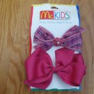 MCKIDS FUSCHIA BOWS 2 COUNT NEW IN PACKAGE COORDINATES WITH JUMPER PIGGY BACK BOWS
