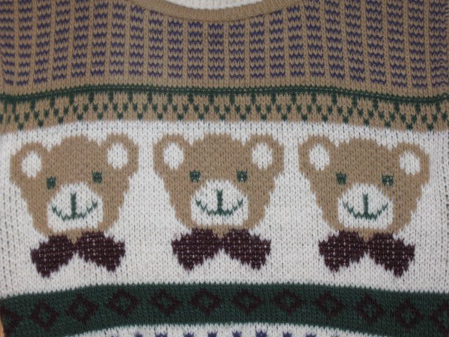 APPLEBY BOY'S SIZE 4 T HUNTER GREEN & TAN BEARS SWEATER FROM ENGLAND CLASSIC, VINTAGE LONG SLEEVE