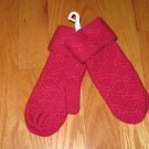 NEW FUSCHIA MITTENS GIRL'S SIZE 6 WITH CUFF 100% ACRYLIC KNIT & CIRCO MITTEN CLIPS NEW IN PACKAGE
