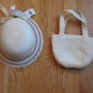 ROSE COTTAGE TODDLER GIRL'S IVORY HAT & MATCHING PURSE SET NEW WITH TAGS CLASSIC EASTER VINTAGE