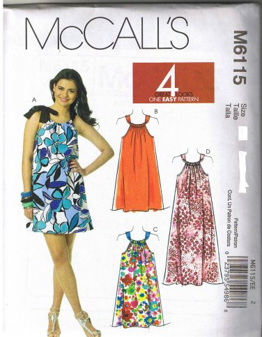 McCALL'S 6115 WOMEN'S PILLOWCASE DRESS SEWING PATTERN NEW & UNCUT ...