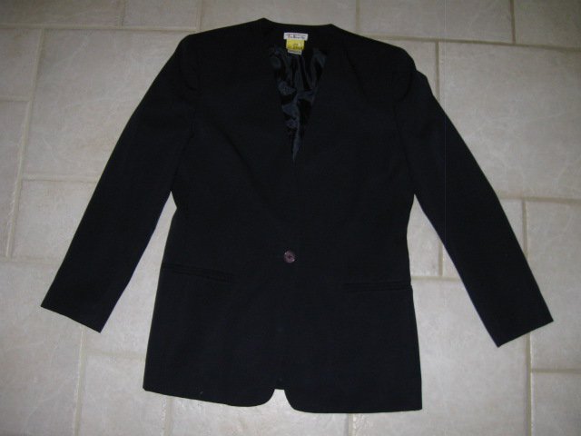 TALBOT'S WOMEN'S SZ 10 NAVY BLUE JACKET OFFICE CAREER LONG SLEEVE WOOL BLAZER