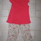 OH! MAMMA WOMENS SIZE M MATERNITY FLORAL PRINT CAPRIS AND SALMON TOP 2 PC. SET