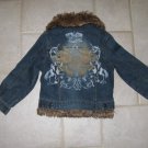 SQUEEZE GIRL'S SIZE 5 DENIM JEAN JACKET W/ REMOVABLE FAUX FUR COLLAR & QUILTED VEST