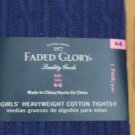 FADED GLORY GIRL'S SIZE  4 - 6 BLUE COTTON SPANDEX CABLE TIGHTS NEW IN PACKAGE ICE SKATING LEGGINGS