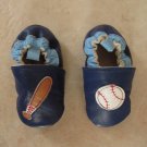 GEORGE BOY'S SIZE 2 T (3-6mo.) SHOES GENUINE LEATHER SOFT SOLE BLUE W/ BASEBALL APPLIQUE NEW IN PKG.