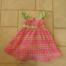b.t. KIDS GIRL'S SIZE 12 mo. DRESS PINK & GREEN PLAID + EMBROIDERY EASTER CHURCH WEDDING & BLOOMERS
