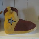 COWBOY BOOT SLIPPERS BOY'S SIZE S () BEDROOM BROWN & TAN W/ SILVER STAR APPLIQUE NEW WITHOUT TAG