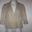 WORK TO WEEKEND WOMEN'S SIZE 14 BLAZER CREAM, TAN PINK STRIPED TAILORED SUIT JACKET CAREER OFFICE
