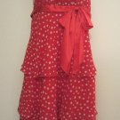 LIZ CLAIBORNE WOMEN'S SIZE 6 DRESS RED W/ WHITE POLKA DOTS SASSY TIERED RUFFLES