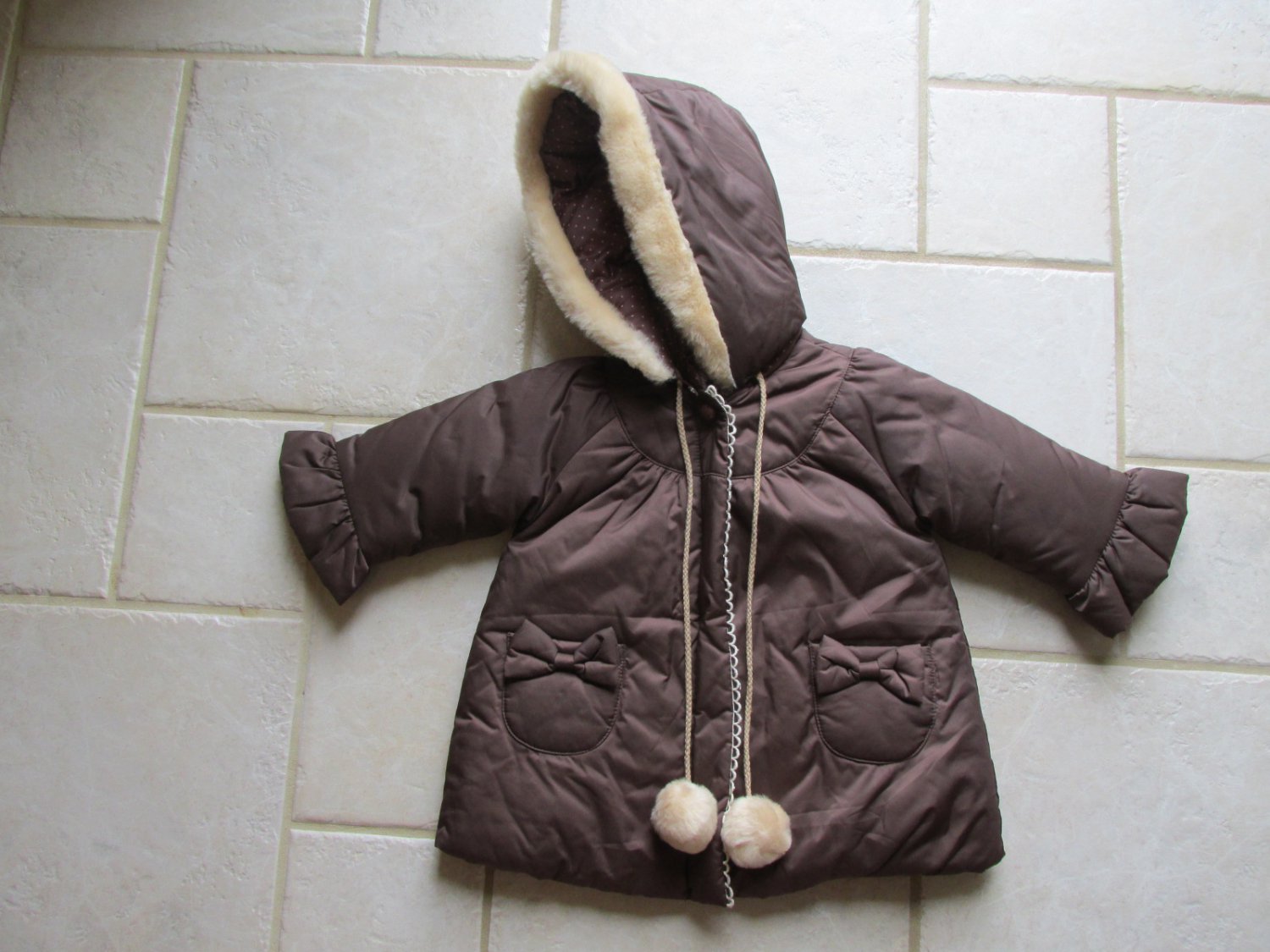 COTTON BABY GIRL'S SIZE XS (4) COAT BROWN HOOD PARKA JACKET WINTER OUTERWEAR