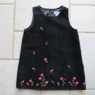 PLACE GIRL'S SIZE 3 T DRESS BLACK VELVET  EMBROIDERED JUMPER CHRISTMAS HOLIDAY PARTY