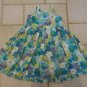 BEBEMONDE GIRL'S SIZE 3 DRESS TURQUOISE, LAVENDER, AQUA FLORAL BATIK IMPRESSIONIST SPRING EASTER SUN