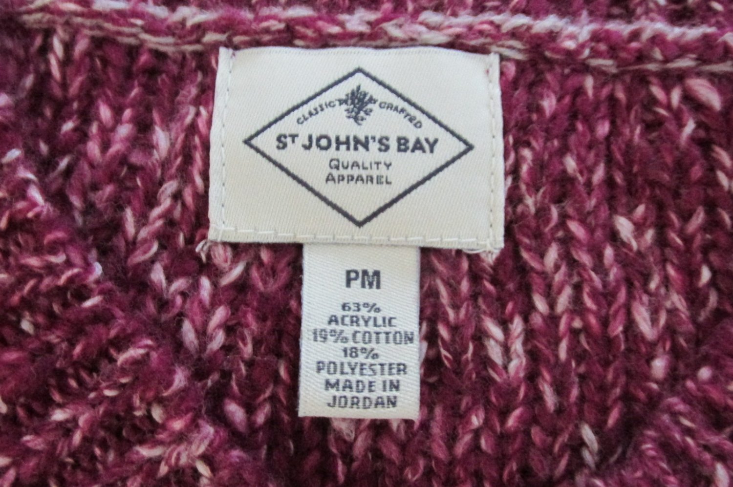 ST. JOHN'S BAY WOMEN'S SIZE P M SWEATER BURGUNDY BERRY PURPLE MARBLED V ...