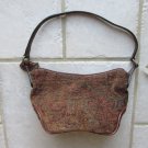 FOSSIL WOMEN'S, JUNIOR'S, GIRL'S HAND BAG SMALL SIZE BROWN PAISLEY TAPESTRY & LEATHER HOBO PURSE NWT