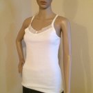 NO BOUNDARIES WOMEN'S JUNIOR'S SIZE XL (15-17) CAMISOLE WHITE V NECK LACE RACE BACK STRETCHY NWT