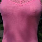 NO BOUNDARIES WOMEN'S JUNIOR'S SIZE XL (15-17) CAMISOLE NEON PINK V NECK LACE RACE BACK STRETCHY NWT