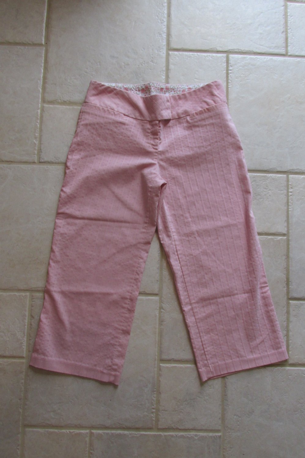 JOE BENBASSET WOMEN'S JUNIOR'S SIZE 7 CAPRIS TEXTURED STRIPE MAUVE