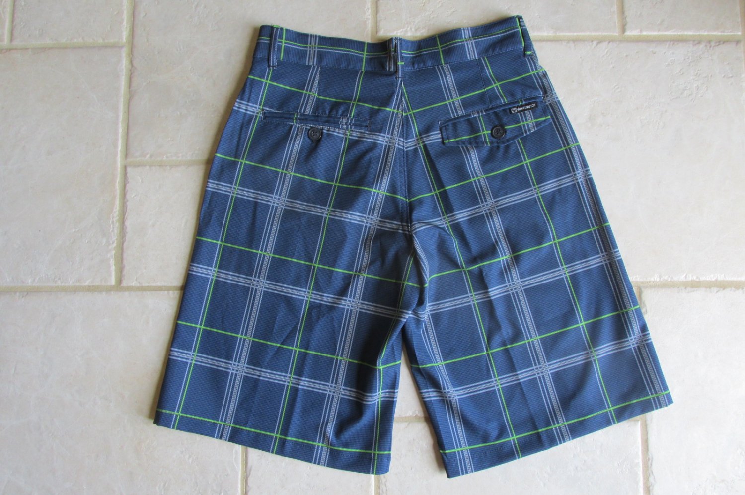 OP OCEAN PACIFIC MEN'S SIZE 28 30 SHORTS NAVY LIME & GRAY PLAID
