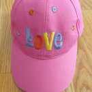 KID CONNECTION GIRL'S SIZE 1 - 3 T PINK BASEBALL CAP LOVE EMBROIDERED HAT ADJUSTABLE VELCRO CLOSURE