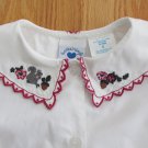 HARTSTRINGS GIRL'S SIZE 5 TOP WHITE BUTTON DOWN SHIRT SQUIRREL ACORN EMBROIDERED COLLAR
