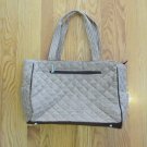 WOMEN'S HAND BAG QUILTED BROWN & BEIGE GINGHAM LARGE SIZE PURSE