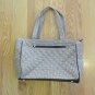 WOMEN'S HAND BAG QUILTED BROWN & BEIGE GINGHAM LARGE SIZE PURSE