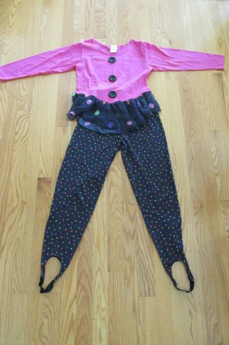 HART STREET GIRL'S SIZE 12 TOP & STIRRUP PANTS VINTAGE '80's DOTS COSTUME 2 PIECE SET