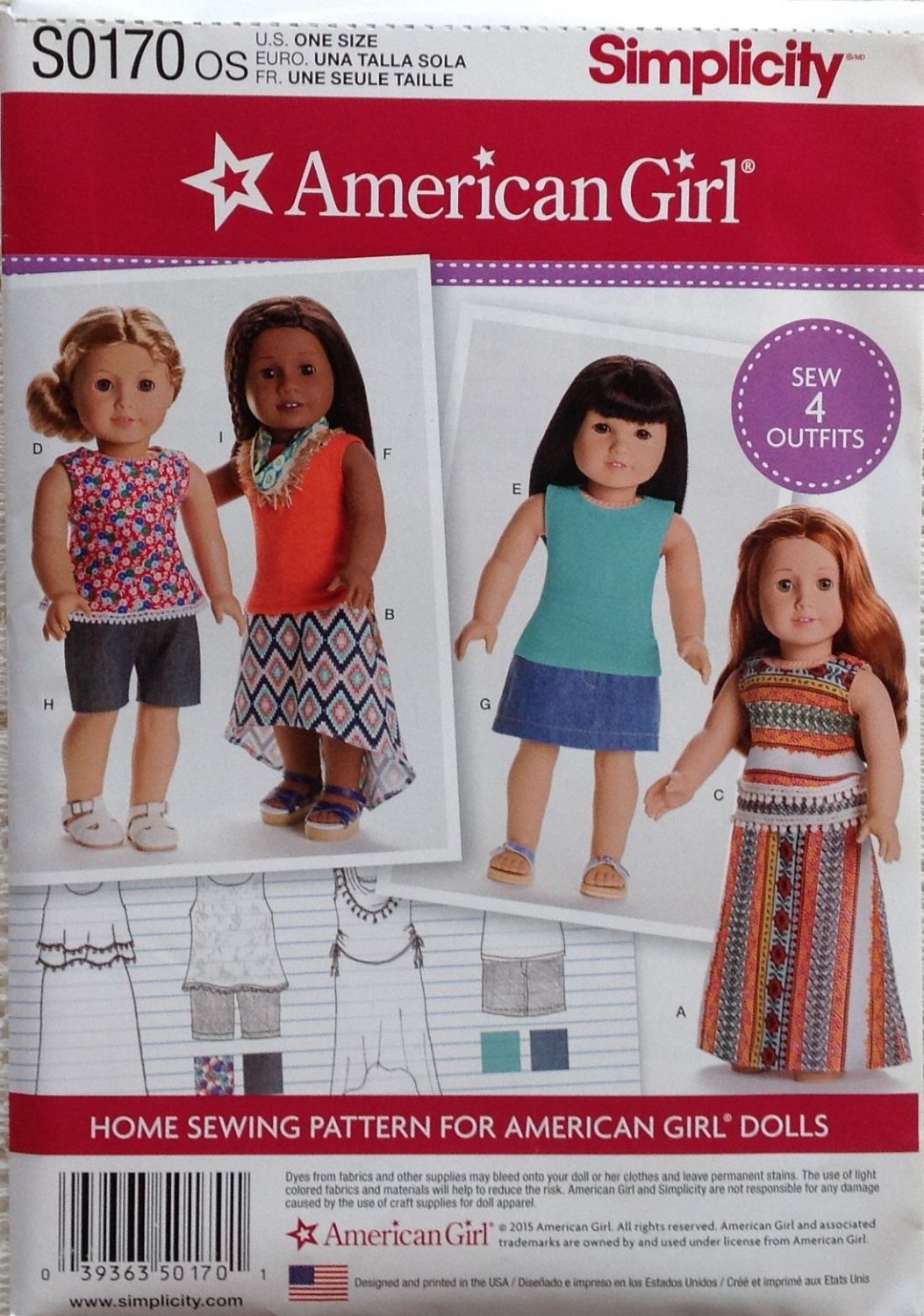 Simplicity 8041 American Girl Doll Clothes for 18 Doll