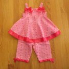 BONNIE BABY GIRL'S SIZE 24 mo. TOP & CAPRIS CORAL & WHITE GINGHAM EYELET SET EASTER BOUTIQUE CHURCH