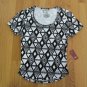 NO BOUNDARIES WOMEN'S JUNIOR'S SIZE S (3 / 5) T-SHIRT BLACK & WHITE AZTEC CROP TOP NWT