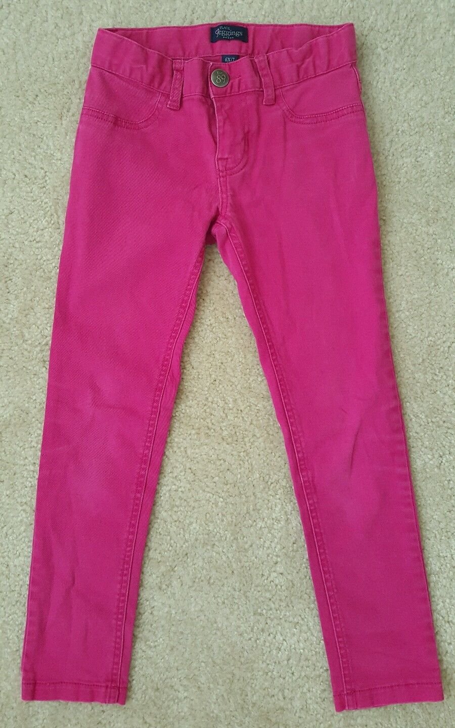 PLACE GIRL'S SIZE 10 JEANS FUCHSIA PINK DENIM STRETCH JEGGINGS