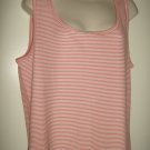 FADED GLORY WOMEN'S SIZE 5X (30 - 32) TANK TOP CORAL HORIZONTAL STRIPE SCOOP NECK NWT