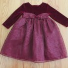 PERFECTLY DRESSED GIRL'S SIZE 24 mo. DRESS BURGUNDY VELOUR CHRISTMAS HOLIDAY VICTORIAN