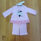DISNEY GIRL'S SIZE 6-9 mo. TOP & PANTS SET PINK MINNIE MOUSE CHRISTMAS HOLIDAY CHURCH 2 PC NWT