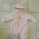 CLASSIC POOH GIRL'S SIZE 3 mo. WINTER SNOW SUIT PINK FAUX FUR OUTERWEAR BUNTING W/ EARS