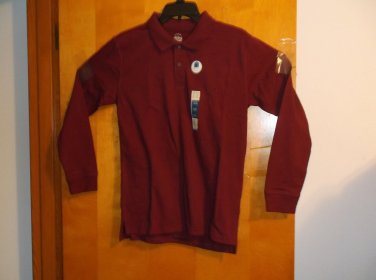 FADED GLORY BOY'S SIZE L (10/12) SHIRT BURGUNDY RED LONG SLEEVE POLO GOLF CHRISTMAS NWT