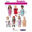 SIMPLICITY 1344 AMERICAN GIRL 18" DOLL CLOTHES PATTERN EASY BEGINNER DRESSES SKIRT JEANS PIRATE NEW