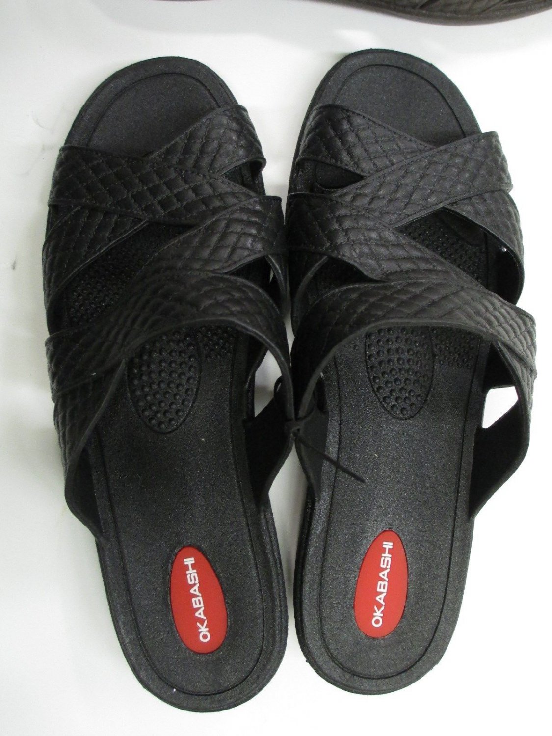 OKABASHI WOMEN'S SIZE M / L SHOES BLACK SANDALS SLIP ON FLATS ...