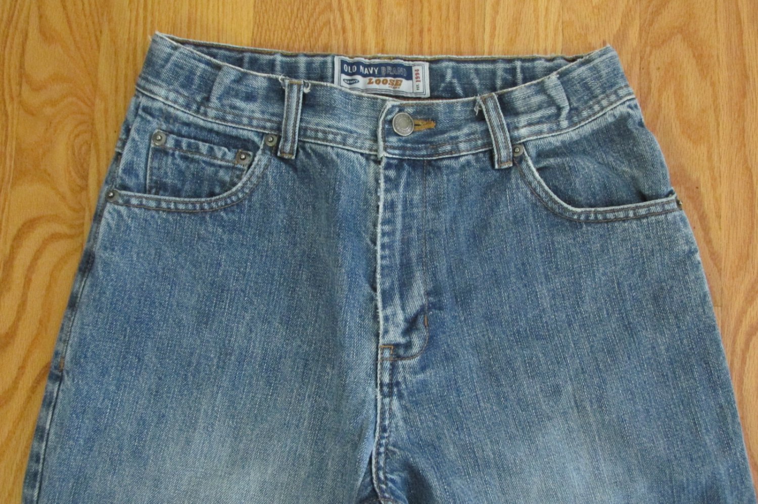 OLD NAVY BOYS SIZE 16 REG JEANS MED BLUE S;UB DENIM LOOSE FIT STRAIGHT ...