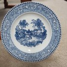 VINTAGE LAUGHLIN SHAKESPEARE COUNTRY PLATE BLUE & WHITE DINNER SCROLL EDGE MOSAIC FOCAL DISH