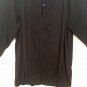 FADED GLORY WOMEN'S SIZE 1X 16 W PEASANT TOP BLACK CROCHETED LACE 3/4 SLEEVES  NWT