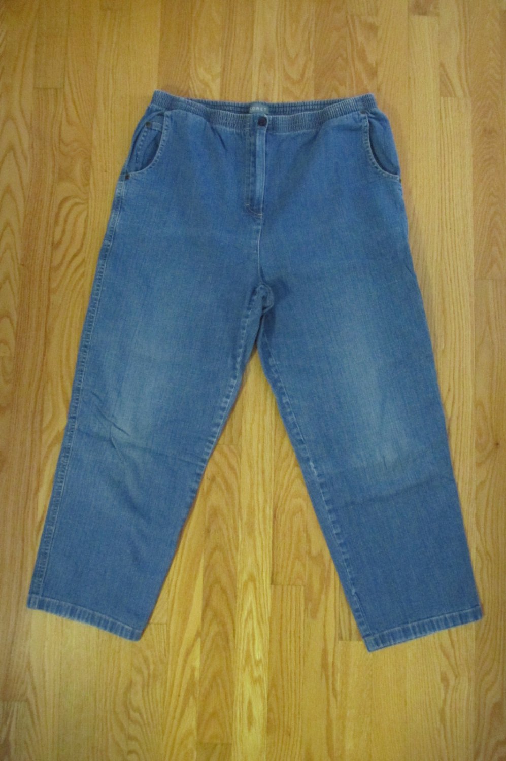 KORET WOMEN'S SIZE 18 P JEANS MED BLUE SLUB STRETCH DENIM HIGH WAIST ...