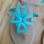 RUE 21 ETC. WOMEN'S SIZE L (8 / 9) SANDALS TEAL GREEN FLATS SHOES T STRAP NWT