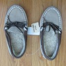 SPLIT LEATHER BOY'S GIRL'S SIZE 5 MOCCASINS BROWN TAN SLIPPERS SHOES SHERPA COSTUME NWT