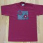FRUIT OF THE LOOM WOMEN'S SIZE M T SHIRT BURGUNDY W APPLIQUE CALICO QUILT THEME FLOWERS